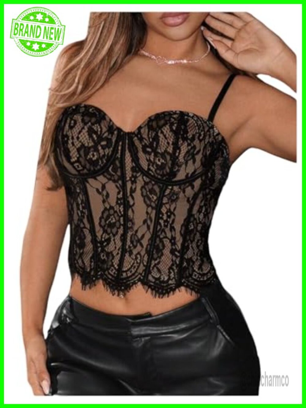 Lace Corset Crop Top Sweetheart Neck Boned Cami Bustier Going Out